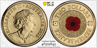2022-C $2 Remembrance Day Colorized MS68