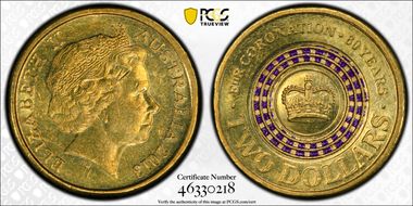 2013 $2 Coronation Colorized MS62