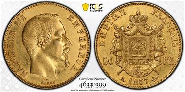 1857-A 50 Fr Gad-1111 F-547 AU55