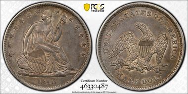 1840 50C Small Letters AU50