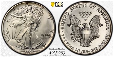 1988 $1 Silver Eagle MS67