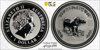 2007 $1 Year of the Pig Ag MS69