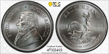2022 1 Rand Krugerrand Silver First Strike MS70