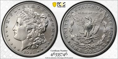 2021-CC Privy $1 Morgan Dollar 100th Anniversary MS70