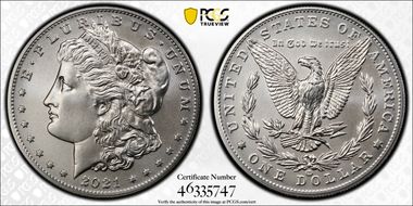 2021-CC Privy $1 Morgan Dollar 100th Anniversary MS70