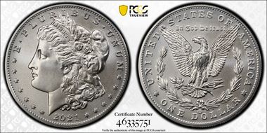 2021-CC Privy $1 Morgan Dollar 100th Anniversary MS70