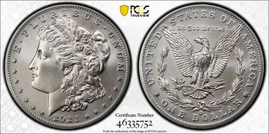 2021-CC Privy $1 Morgan Dollar 100th Anniversary MS70