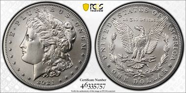 2021-O Privy $1 Morgan Dollar 100th Anniversary MS70