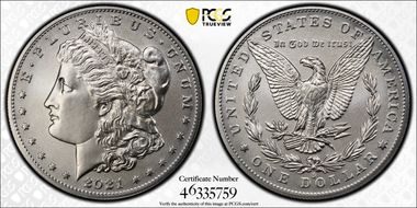 2021-O Privy $1 Morgan Dollar 100th Anniversary MS70