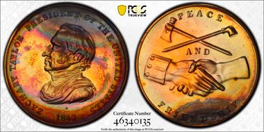 (1970s)-D Medal Zachary Taylor 34mm Peace and Friendship MS64RB