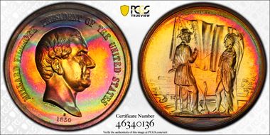 (1970s)-D Medal Millard Fillmore 34mm Indian Peace MS67RB