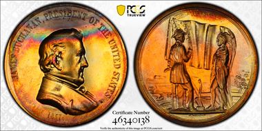 (1970s)-D Medal James Buchanan 34mm Indian Peace MS66RB
