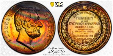 (1970s)-D AE Medal Abraham Lincoln 34mm Inaugurated 1861 MS66RB