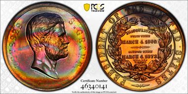 (1970s)-D Medal Ulysses S. Grant 34mm Inaugurated 1869 MS67RB
