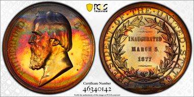 (1970s)-D Medal Rutherford B. Hayes 34mm Inaugurated 1877 MS66RB