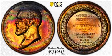 (1970s)-D Medal James A. Garfield 34mm Inaugurated 1881 MS67RB