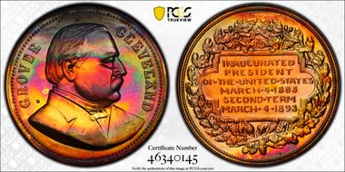 (1970s)-D Medal Grover Cleveland 34mm Inaugurated 1885 MS66RB