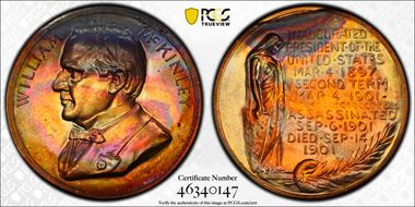 (1970s)-D Medal William McKinley 34mm Inaugurated 1897 MS66RB