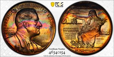 (1970s)-D Medal Franklin D. Roosevelt 34mm Inaugurated 1933 MS64RB