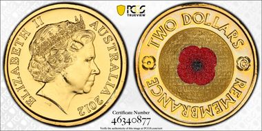 2012-C $2 Remembrance Day Colorized MS67