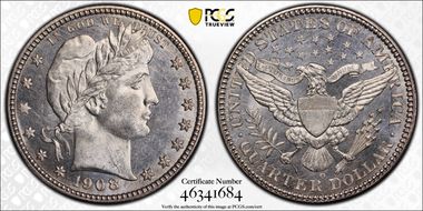 1908-O 25C MS64