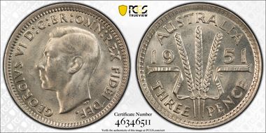 1951(m) 3D KM-44  Ag MS65