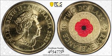 2022-C $2 Remembrance Day Colorized MS67