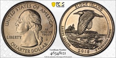 2018-D 25C Block Island NP MS66