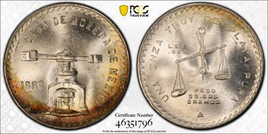 1980-Mo Onza KM-M49b.5  Ag MS64