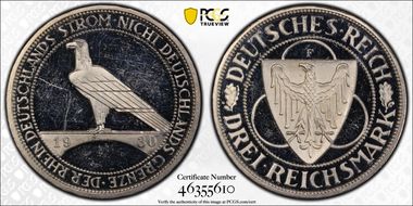 1930-F 3 Mk Rhineland J-345 PR62DCAM