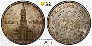 1934-G 5 Mk Potsdam w/Date J-356 MS63