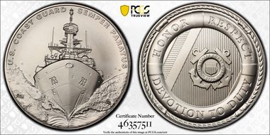 (2022-P) Medal U.S. Coast Guard 1oz Ag, Matte MS70