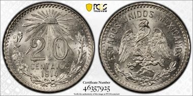 1914-M 20C KM-435  Ag MS66