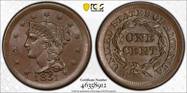 1851 1C MS65BN
