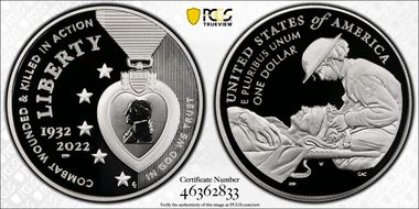 2022-W $1 National Purple Heart Hall of Honor PR69DCAM