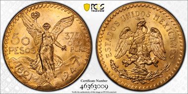 1947 50 Peso KM-481  Au MS65