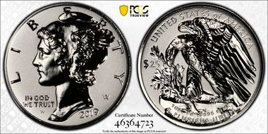 2019-W $25 Palladium, Reverse Proof PR69