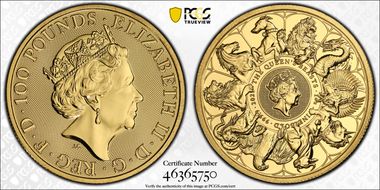 2021 £100 Queen's Beasts - Completer MS67