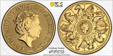2021 £100 Queen's Beasts - Completer MS69
