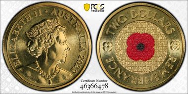 2022-C $2 Remembrance Day Colorized MS68
