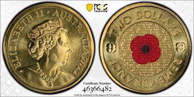 2022-C $2 Remembrance Day Colorized MS68