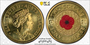 2022-C $2 Remembrance Day Colorized MS68