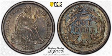 1876 10C F-113, Type 1 Rev MS63