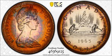 1965 S$1 Type 1 Sm Beads, Pt 5 Ag PL65