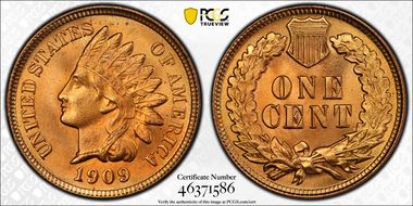 1909 1C Indian MS66+ RD