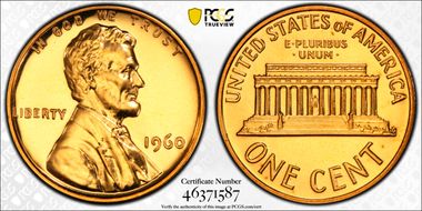 1960 1C Small/Large Date PR68RD