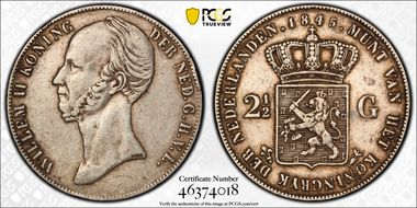 1845 2 1/2 G Fleur de lis KM-69  Ag XF40