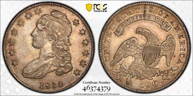 1834 50C Small Date, Small Letters XF45