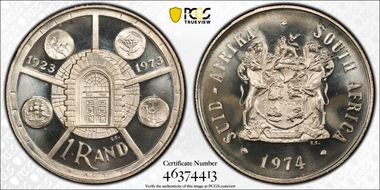 1974 Rand 50th Ann. Pretoria Mint MS68