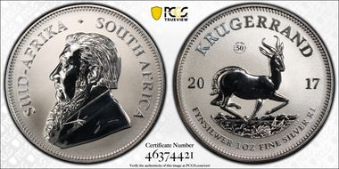 2017 1 Rand 50th Anniv. Krugerrand Ag SP69